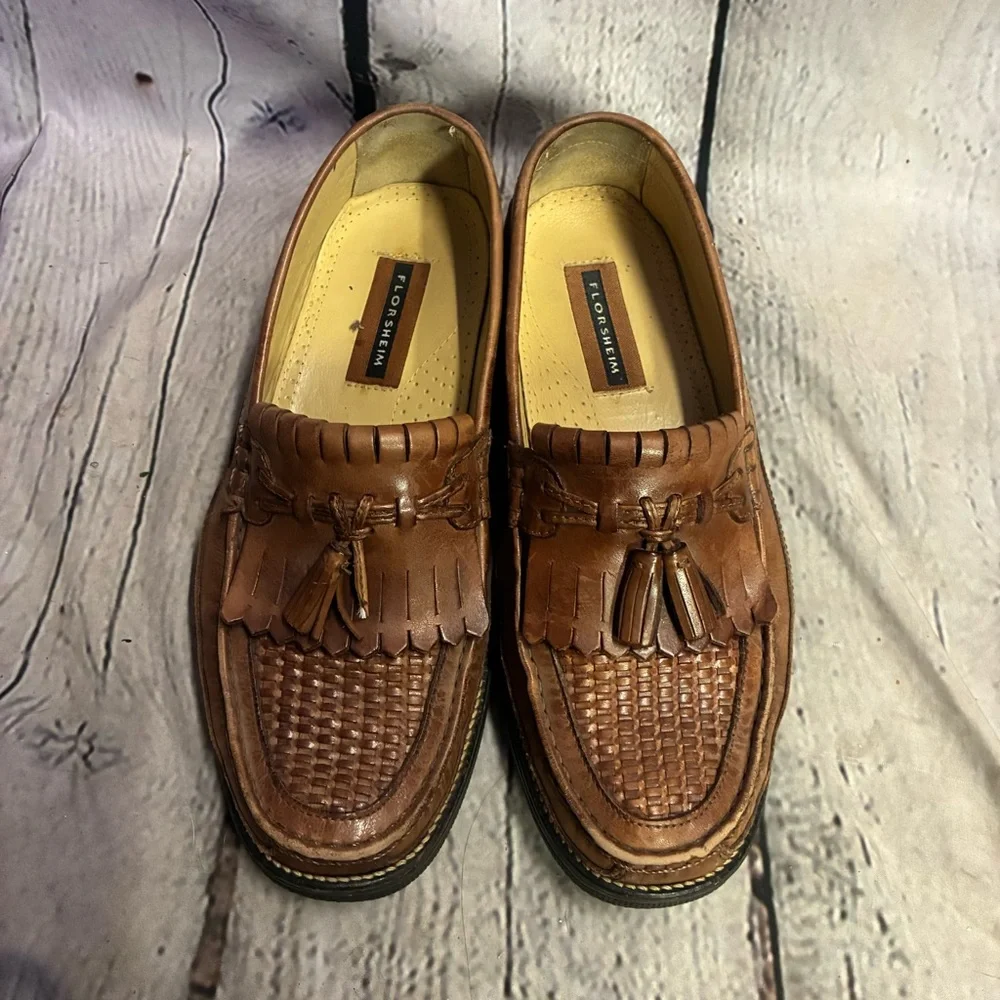 Florsheim Men’s Brown Leather Slip On Tassel Dress Oxford Loafers Brazil Sz 10 D